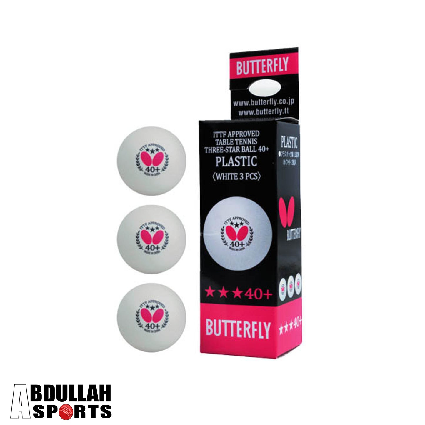 Butterfly Table Tennis Balls 40+ (Pack of 3)