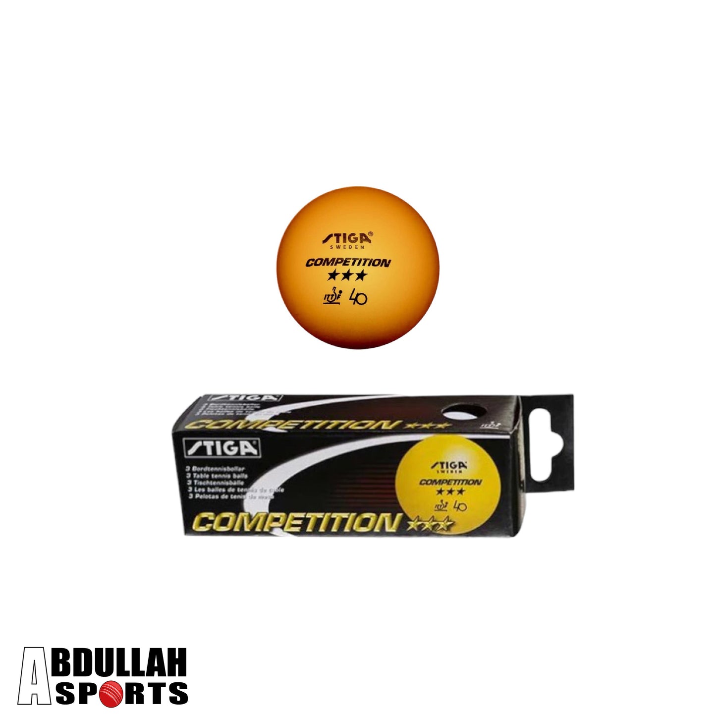 Stiga Competition 3 Star Table Tennis Balls (Pack of 3)